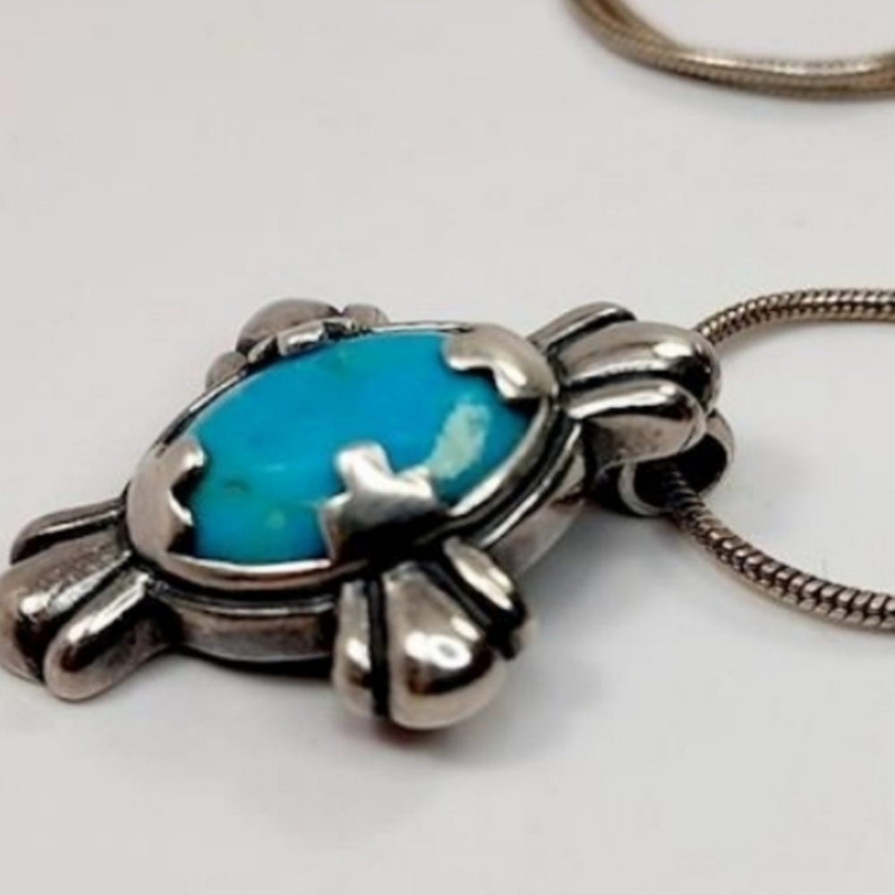 VINTAGE 925 CAROLYN POLLACK RELIOS TURQUOISE PENDANT - Picture 3 of 5